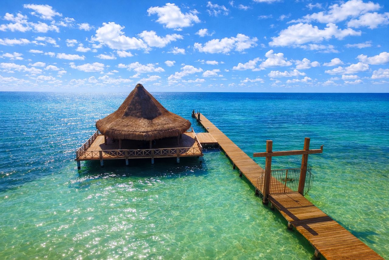 muelle de madera construido en Cancún